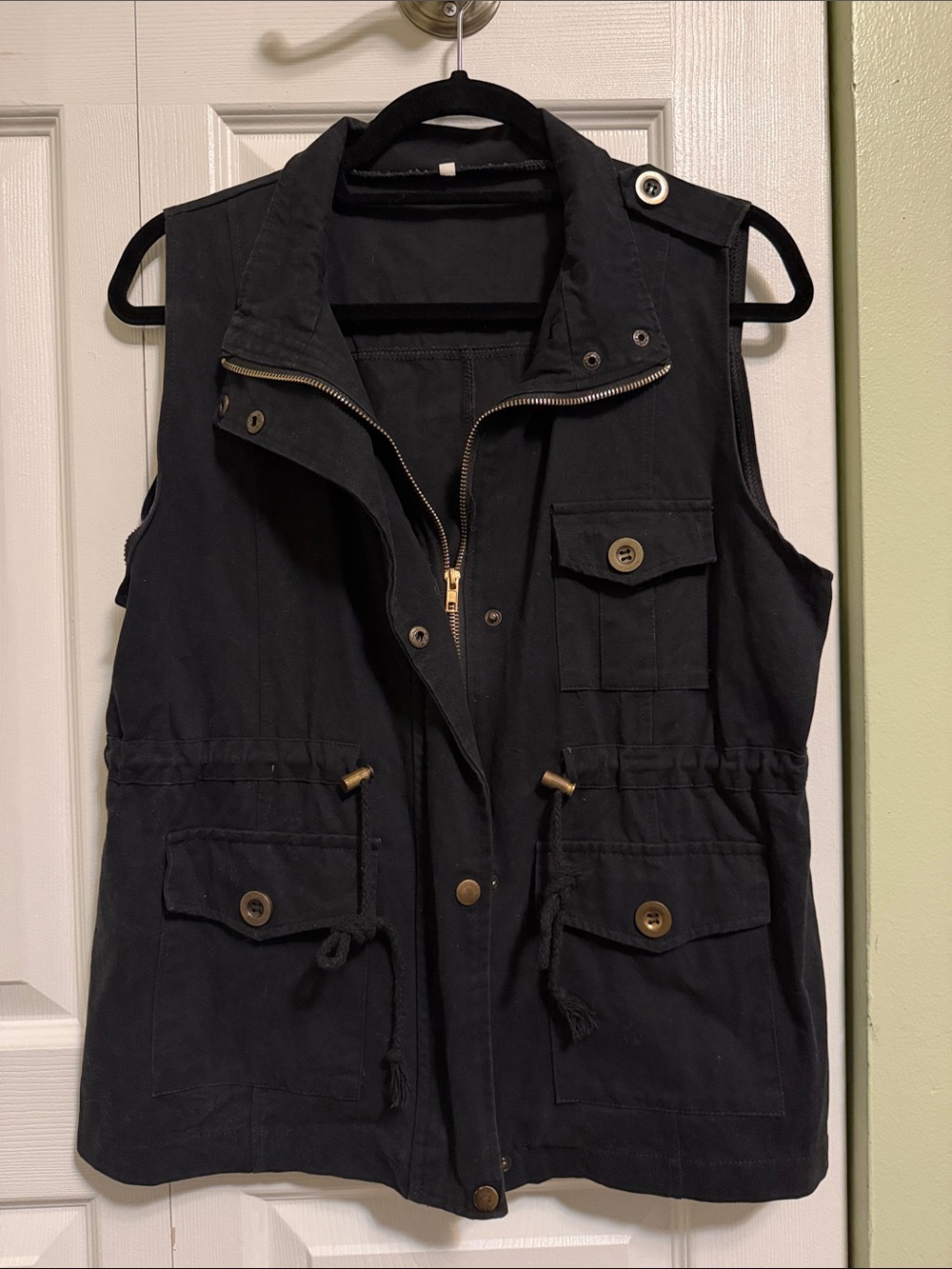 Womens Black Utility Vest Jacket